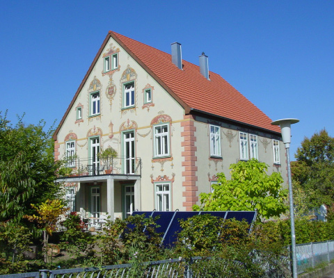 Denkmalgerechte Sanierung- Haus mit Malerei in Bopfingen